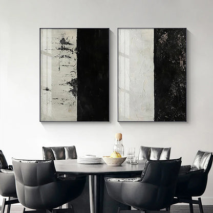 Minimalist Black White Color Block Abstract Wall Art Fine Art Canvas Prints Modern Pictures For Urban Loft Apartment Living Room Decor