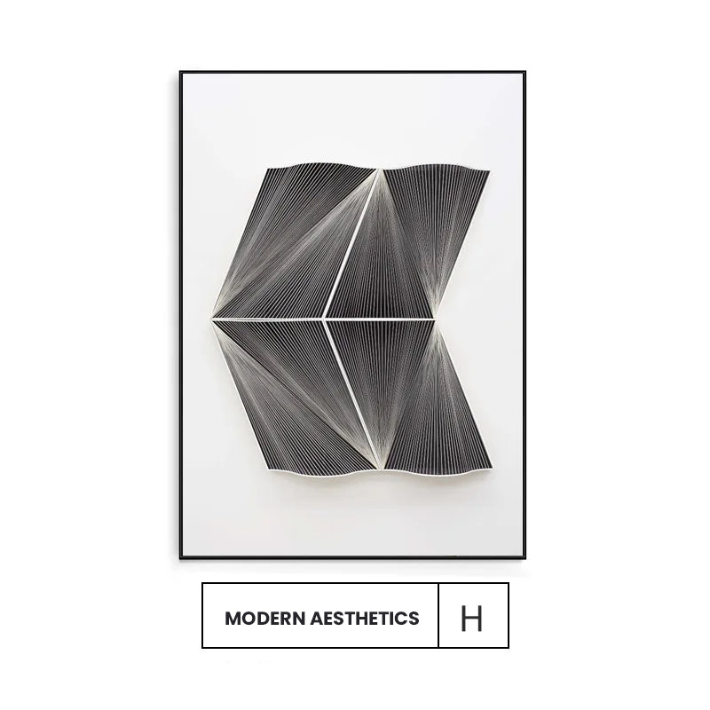 Abstract Geometry Minimalist Architectural Gallery Wall Art Fine Art Canvas Prints Black & White Pictures For Modern Loft Living Room Decor