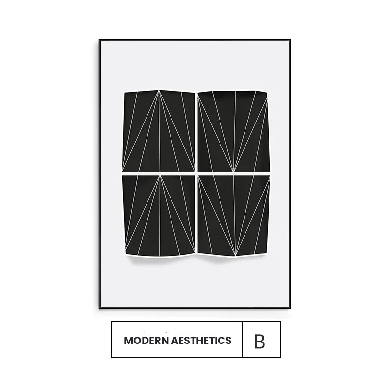 Abstract Geometry Minimalist Architectural Gallery Wall Art Fine Art Canvas Prints Black & White Pictures For Modern Loft Living Room Decor