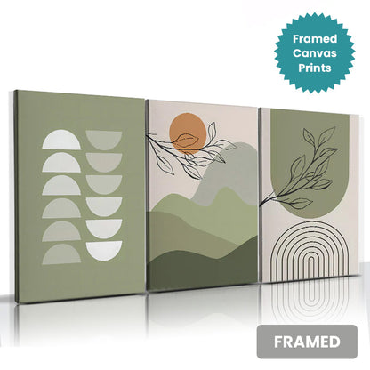 Sun Valley Abstract Landscape FRAMED Canvas Print Framed With Wood Frame. 20x30cm, 30x40cm, 40x50cm (FRAMED)