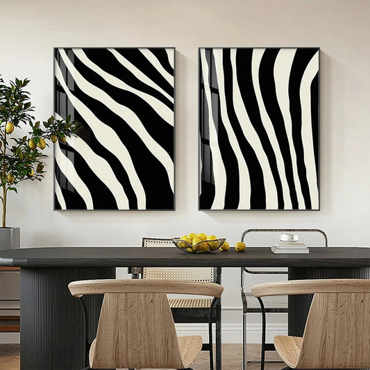 Abstract Minimalist Black White Zebra Print Wall Art Fine Art Canvas Prints Contemporary Art For Modern Apartment Living Room Decor