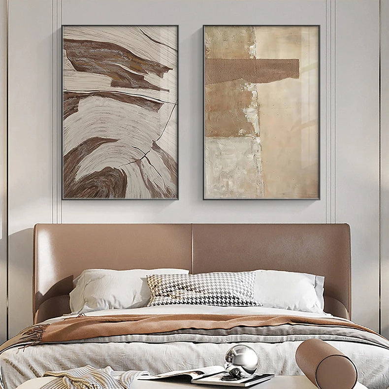 Abstract Minimalist Brown Beige Pictures Canvas Paintings Wall Art Poster Print for Contemporary Interior Living Room Home Decor