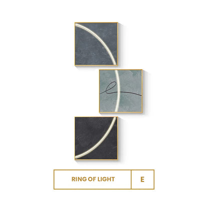 Abstract Minimalist Modern Aesthetics Ring Of Light Wall Art Square Format Canvas Prints Modern Pictures For Home Office (Set of 3Pcs)