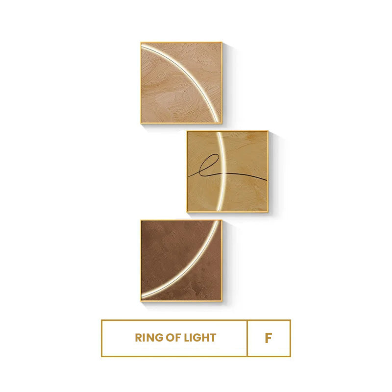 Abstract Minimalist Modern Aesthetics Ring Of Light Wall Art Square Format Canvas Prints Modern Pictures For Home Office (Set of 3Pcs)