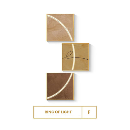 Abstract Minimalist Modern Aesthetics Ring Of Light Wall Art Square Format Canvas Prints Modern Pictures For Home Office (Set of 3Pcs)
