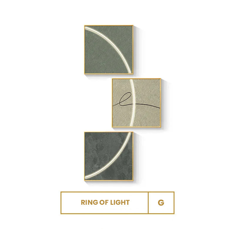 Abstract Minimalist Modern Aesthetics Ring Of Light Wall Art Square Format Canvas Prints Modern Pictures For Home Office (Set of 3Pcs)