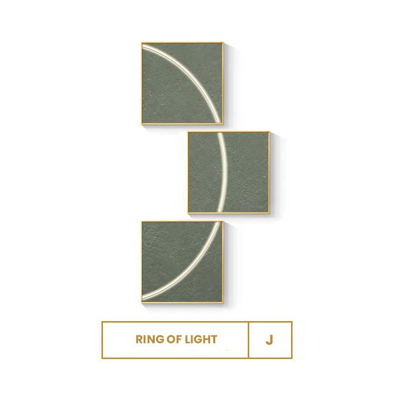 Abstract Minimalist Modern Aesthetics Ring Of Light Wall Art Square Format Canvas Prints Modern Pictures For Home Office (Set of 3Pcs)