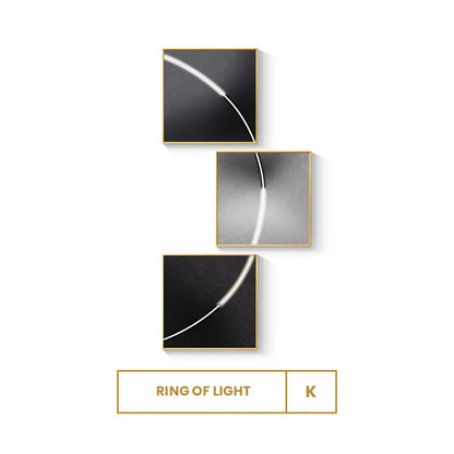 Abstract Minimalist Modern Aesthetics Ring Of Light Wall Art Square Format Canvas Prints Modern Pictures For Home Office (Set of 3Pcs)
