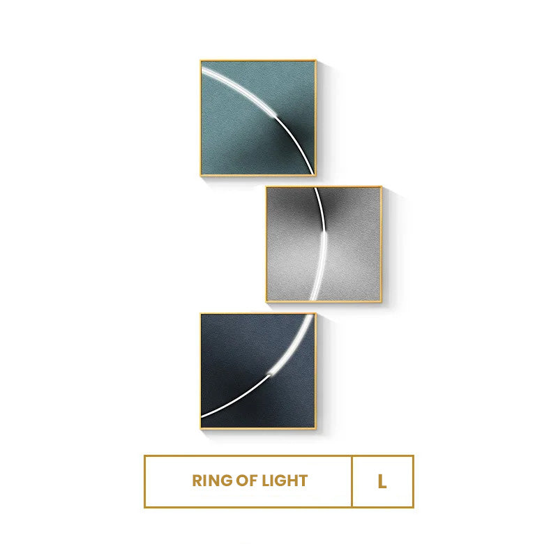 Abstract Minimalist Modern Aesthetics Ring Of Light Wall Art Square Format Canvas Prints Modern Pictures For Home Office (Set of 3Pcs)