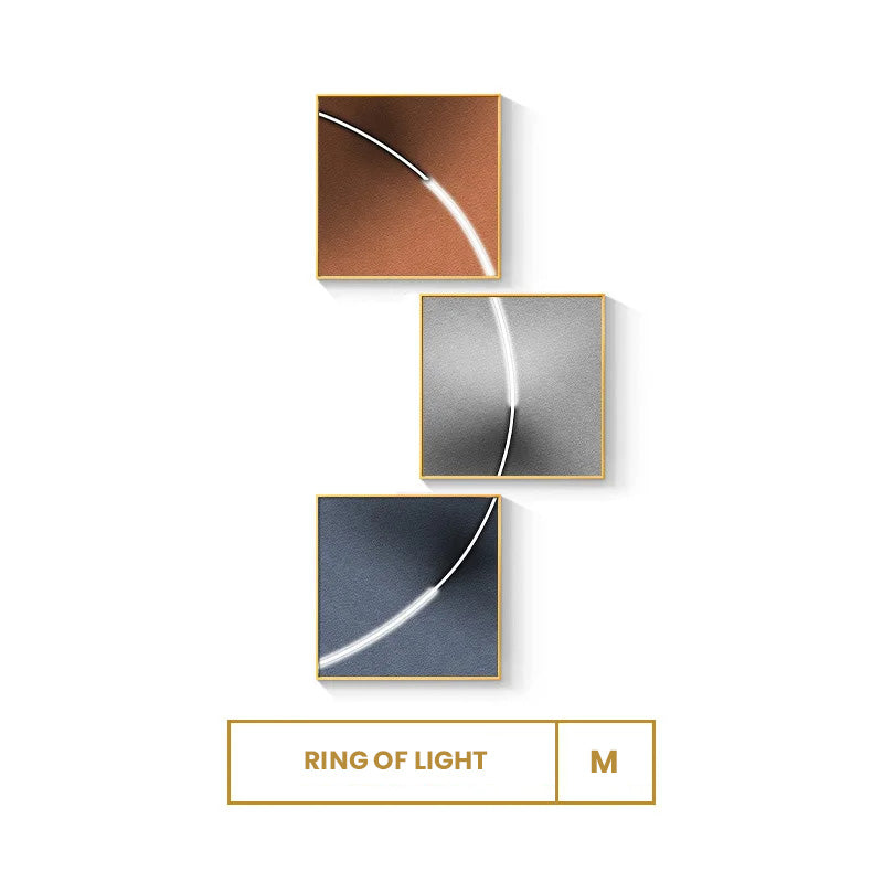 Abstract Minimalist Modern Aesthetics Ring Of Light Wall Art Square Format Canvas Prints Modern Pictures For Home Office (Set of 3Pcs)