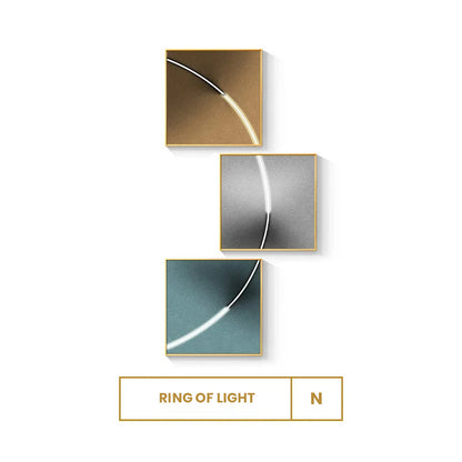 Abstract Minimalist Modern Aesthetics Ring Of Light Wall Art Square Format Canvas Prints Modern Pictures For Home Office (Set of 3Pcs)