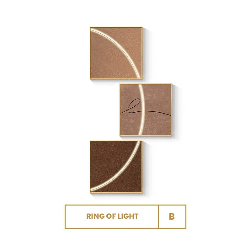 Abstract Minimalist Modern Aesthetics Ring Of Light Wall Art Square Format Canvas Prints Modern Pictures For Home Office (Set of 3Pcs)