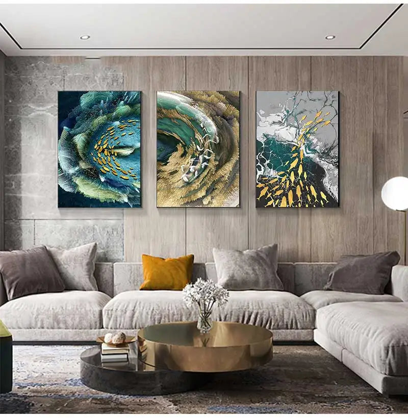 Abstract Aurora Aquatic Marine Wall Art Fine Art Canvas Prints Modern Contemporary Pictures For Office Interior Wall Art Luxury Living Room Home Decor