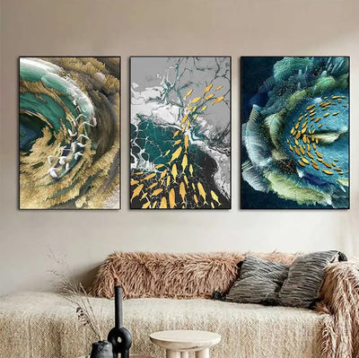 Abstract Aurora Aquatic Marine Wall Art Fine Art Canvas Prints Modern Contemporary Pictures For Office Interior Wall Art Luxury Living Room Home Decor