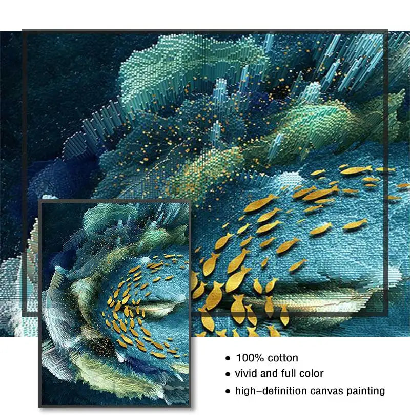 Abstract Aurora Aquatic Marine Wall Art Fine Art Canvas Prints Modern Contemporary Pictures For Office Interior Wall Art Luxury Living Room Home Decor