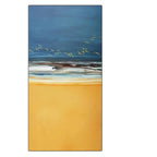 Abstract Beach Scene Canvas Print Sea Sand Landscape Wall Art Golden Sand Gentle Waves & Dynamic Sky with Birds