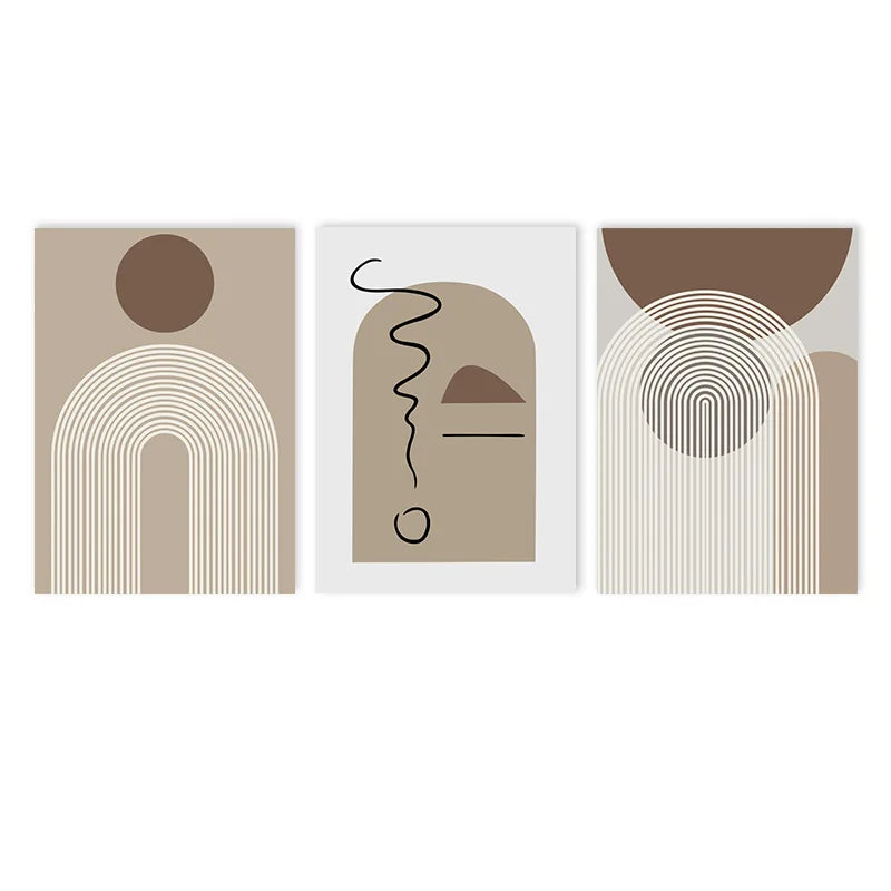 Abstract Beige Brown Minimalist Geometric Wall Art Fine Art Canvas Prints Pictures For Modern Living Room Dining Room Art For Contemporary Home Decor