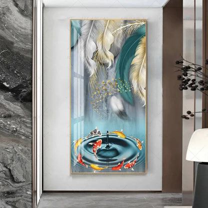 Abstract Beige Golden Brown Feathers Wall Art Fine Art Canvas Prints Picture For Luxury Home Living Room Elegant Entrance Hallway Art Decor