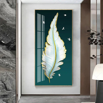 Abstract Beige Golden Brown Feathers Wall Art Fine Art Canvas Prints Picture For Luxury Home Living Room Elegant Entrance Hallway Art Decor