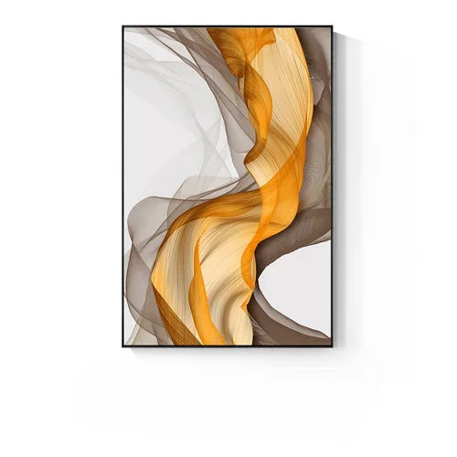 Abstract Beige Orange Flowing Ribbon Wall Art Fine Art Canvas Prints Pictures For Modern Apartment Foyer Living Room Bedroom Art For Light Luxury Home Decor 2025 001