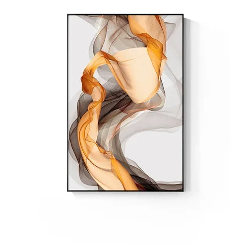 Abstract Beige Orange Flowing Ribbon Wall Art Fine Art Canvas Prints Pictures For Modern Apartment Foyer Living Room Bedroom Art For Light Luxury Home Decor 2025 001