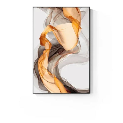Abstract Beige Orange Flowing Ribbon Wall Art Fine Art Canvas Prints Pictures For Modern Apartment Foyer Living Room Bedroom Art For Light Luxury Home Decor 2025 001