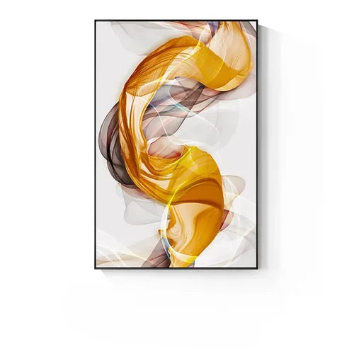 Abstract Beige Orange Flowing Ribbon Wall Art Fine Art Canvas Prints Pictures For Modern Apartment Foyer Living Room Bedroom Art For Light Luxury Home Decor 2025 001