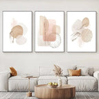 Abstract Beige Pink Geometric Canvas Boho Poster and Printed Wall Art Picture Modern Bedroom Living Room Home Decoration Mural