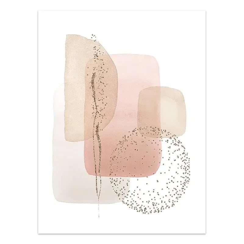 Abstract Beige Pink Geometric Canvas Boho Poster and Printed Wall Art Picture Modern Bedroom Living Room Home Decoration Mural