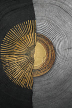 Abstract Black Golden Tree Rings Wall Art Fine Art Canvas Prints Light Luxury Pictures For Living Room Foyer Entranceway Reception Room Art Decor