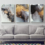 Abstract Black Gray Golden Liquid Marble Wall Art Fine Art Canvas Prints Pictures For Urban Apartment Living Room Light Luxury Nordic Home Decor