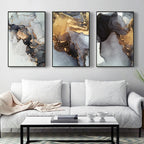 Abstract Black Gray Golden Liquid Marble Wall Art Fine Art Canvas Prints Pictures For Urban Apartment Living Room Light Luxury Nordic Home Decor