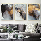 Abstract Black Gray Golden Liquid Marble Wall Art Fine Art Canvas Prints Pictures For Urban Apartment Living Room Light Luxury Nordic Home Decor