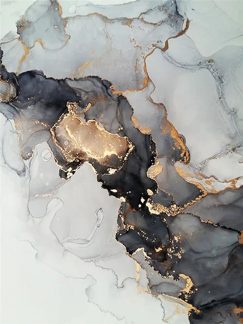 Abstract Black Gray Golden Liquid Marble Wall Art Fine Art Canvas Prints Pictures For Urban Apartment Living Room Light Luxury Nordic Home Decor
