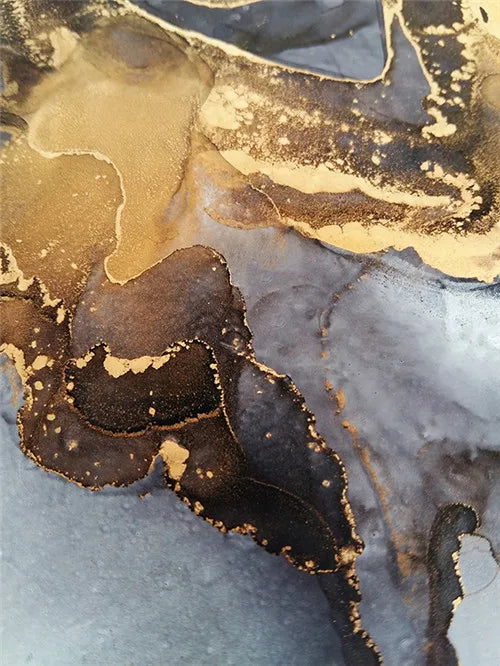 Abstract Black Gray Golden Liquid Marble Wall Art Fine Art Canvas Prints Pictures For Urban Apartment Living Room Light Luxury Nordic Home Decor
