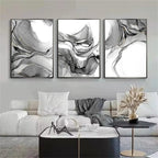 Abstract Black White Liquid Marble Poster Wall Art Fine Art Canvas Prints Modern Minimalist Pictures For Living Room Dining Room Home and Office Decor