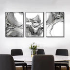 Abstract Black White Liquid Marble Poster Wall Art Fine Art Canvas Prints Modern Minimalist Pictures For Living Room Dining Room Home and Office Decor