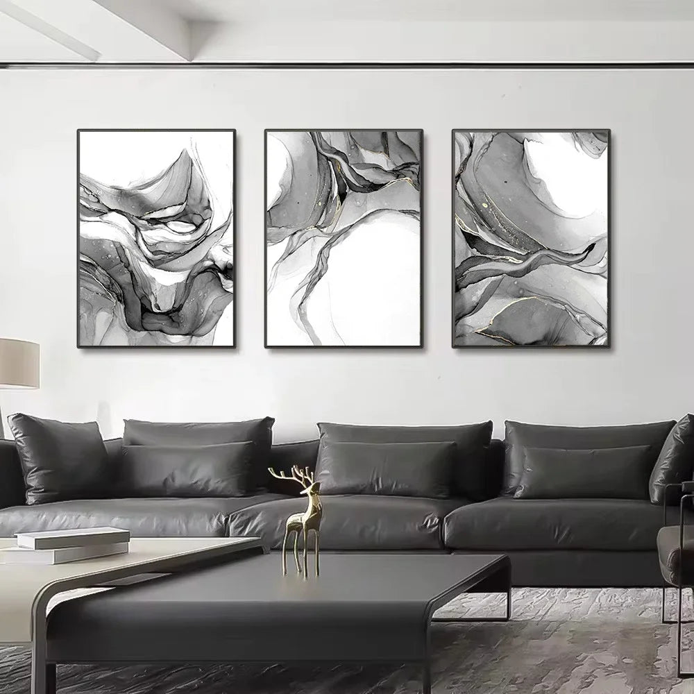 Abstract Black White Liquid Marble Poster Wall Art Fine Art Canvas Prints Modern Minimalist Pictures For Living Room Dining Room Home and Office Decor 2025 002