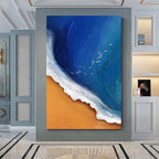 Abstract Blue Ocean Coastal Wall Art Fine Art Canvas Prints Ocean Sand Seascape Pictures For Living Room