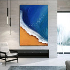 Abstract Blue Ocean Coastal Wall Art Fine Art Canvas Prints Ocean Sand Seascape Pictures For Living Room