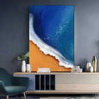 Abstract Blue Ocean Coastal Wall Art Fine Art Canvas Prints Ocean Sand Seascape Pictures For Living Room