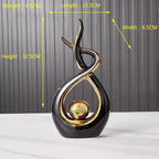 Abstract Ceramic Golden Orb Sculptures – Light Luxury Living Room Accents For Coffee Table Dining Room Table Statement Art Pieces For Contemporary Interiors