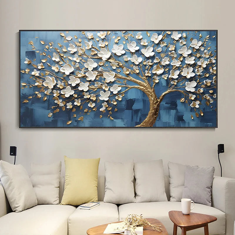 Abstract Cherry Blossom Tree Wall Art Fine Art Canvas Prints Modern Botanical Floral Pictures For Living Room Bedroom Art Decor