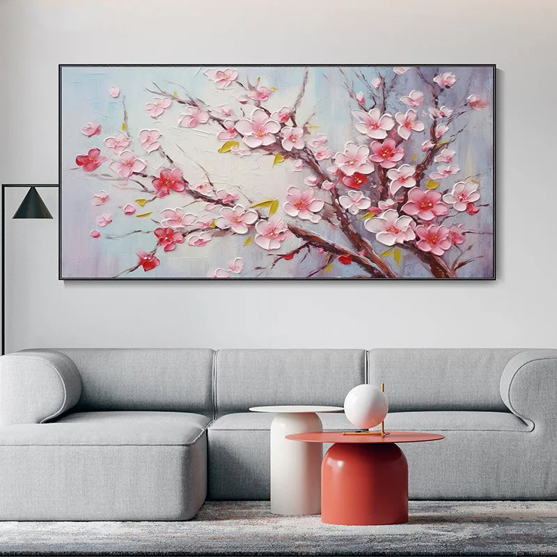 Abstract Cherry Blossom Tree Wall Art Fine Art Canvas Prints Modern Botanical Floral Pictures For Living Room Bedroom Art Decor