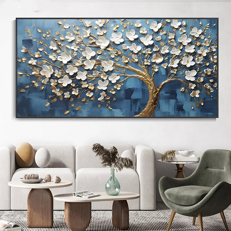 Abstract Cherry Blossom Tree Wall Art Fine Art Canvas Prints Modern Botanical Floral Pictures For Living Room Bedroom Art Decor