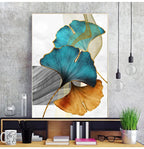 Abstract Exotic Botanical Wall Art Fine Art Canvas Prints Blue Green Yellow Floral Pictures For Living Room Bedroom Light Luxury Home Decor