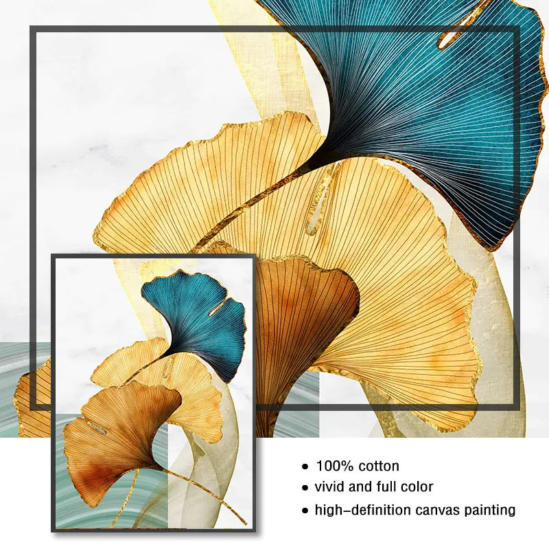 Abstract Exotic Botanical Wall Art Fine Art Canvas Prints Blue Green Yellow Floral Pictures For Living Room Bedroom Light Luxury Home Decor