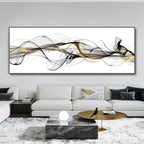 Abstract Flowing Lines Minimalist Wall Art Fine Art Canvas Print Wide Format Picture For Modern Apartment Above The Sofa Wide Art For Above The Bed