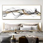 Abstract Flowing Lines Minimalist Wall Art Fine Art Canvas Print Wide Format Picture For Modern Apartment Above The Sofa Wide Art For Above The Bed