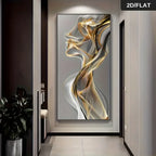 Abstract art painting of a lion's head on a wall in a modern interior setting.